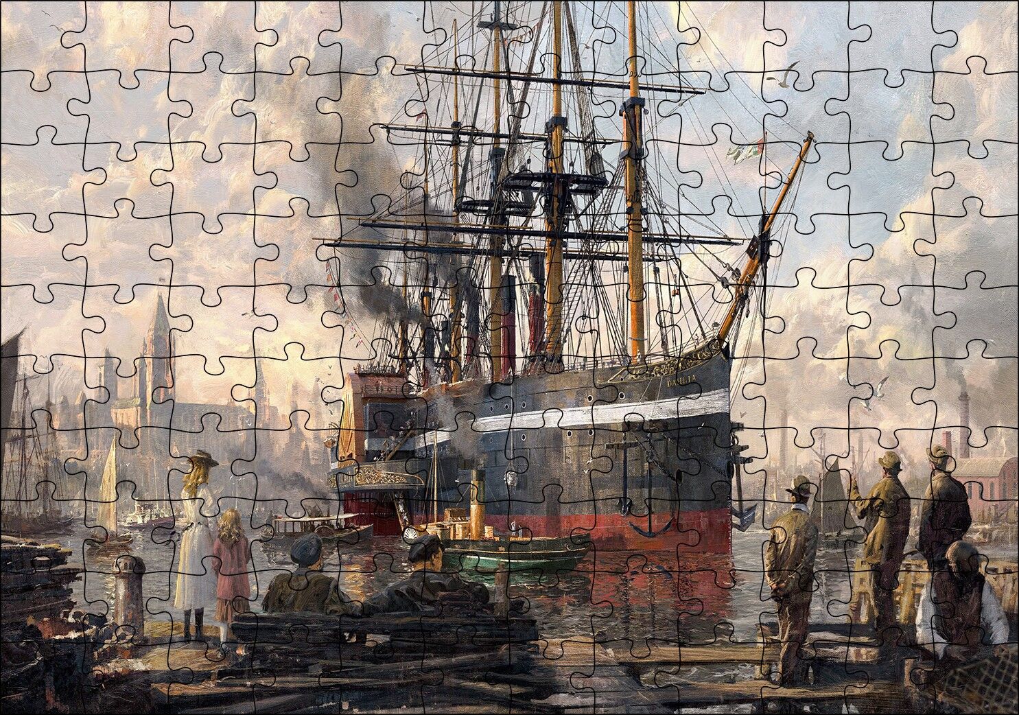 Anno 1800 Görseli Puzzle Yapboz MDF Ahşap 120 Parça 24 cm X 34 cm