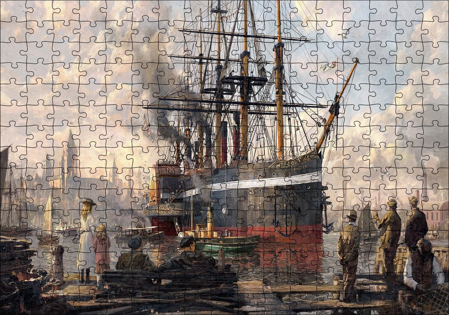 Anno 1800 Görseli Puzzle Yapboz MDF Ahşap 255 Parça 34 cm X 49 cm