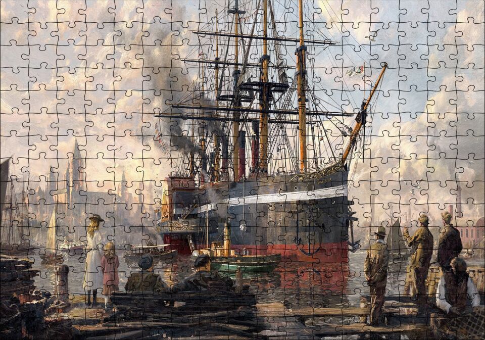 Anno 1800 Görseli Puzzle Yapboz MDF Ahşap 255 Parça 34 cm X 49 cm