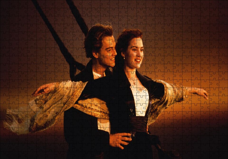 Titanic Jack ve Rose Gün Batımı Güvertede Puzzle Yapboz MDF Ahşap 500 Parça 49 cm X 68 cm