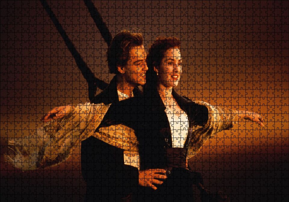 Titanic Jack ve Rose Gün Batımı Güvertede Puzzle Yapboz MDF Ahşap 1000 Parça 49 cm X 68 cm
