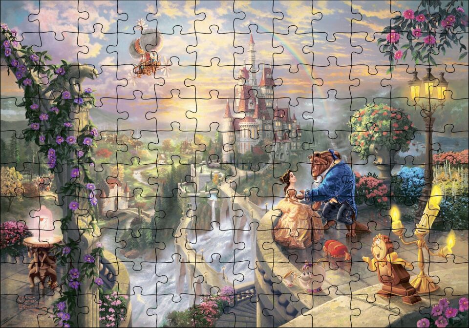 Güzel ve Çirkin Ağaçlar Aşk Gün Batımı Görseli Puzzle Yapboz MDF Ahşap