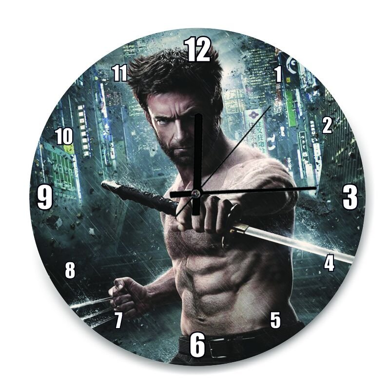 The Wolverine Film Poster  Mdf Ahşap Duvar Saati 50 cm Çap