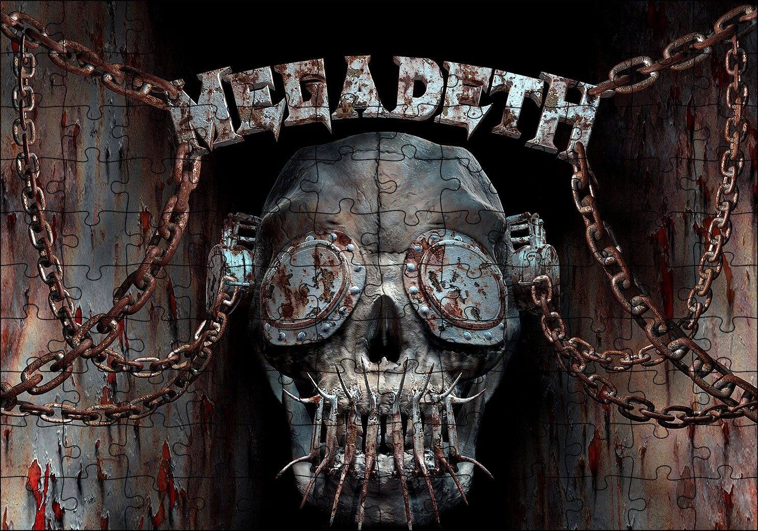Megadeth Deri Maskeli Kuru Kafa Puzzle Yapboz MDF Ahşap 120 Parça 24 cm X 34 cm