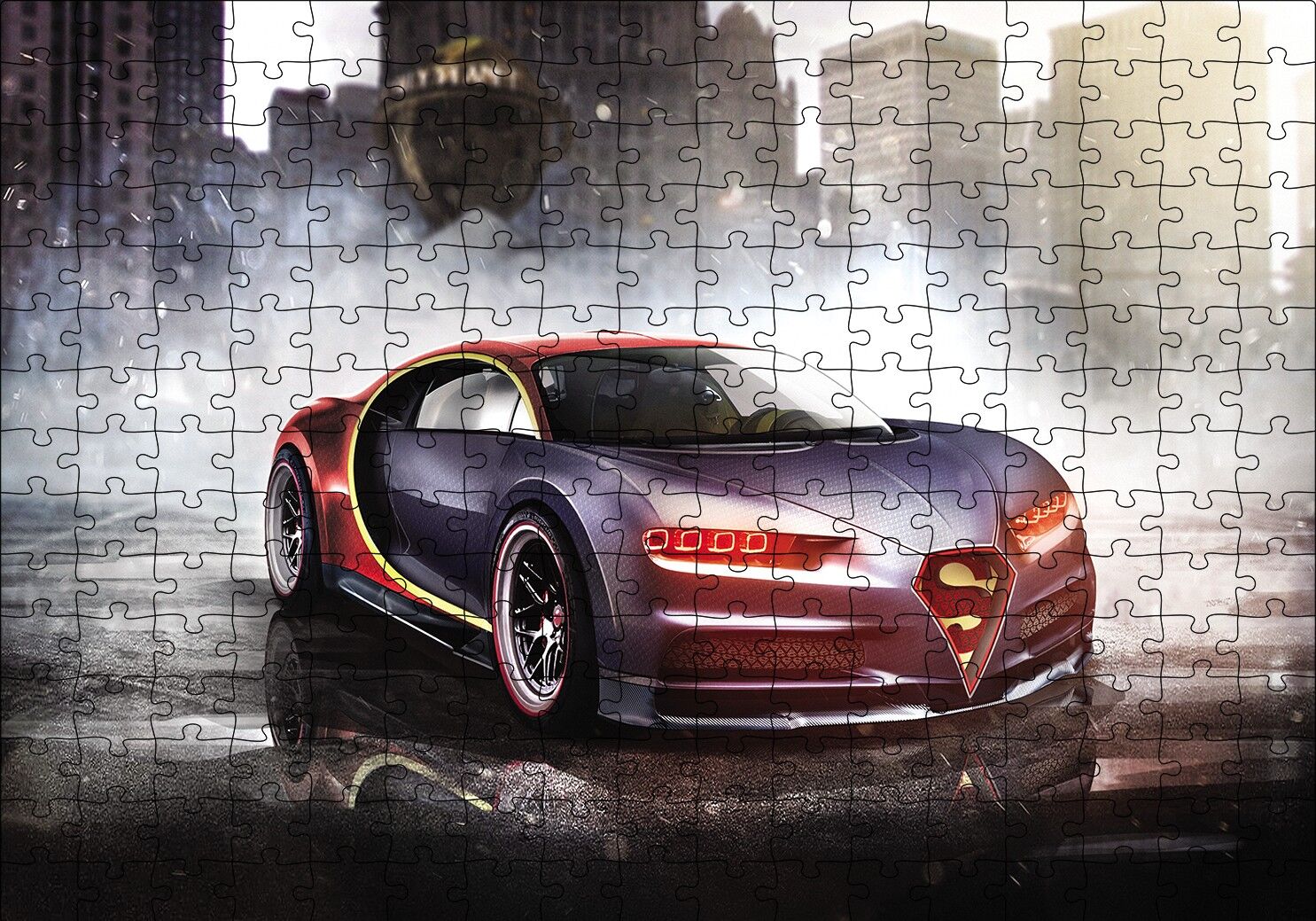 Bugatti Chiron Otomobil Puzzle Yapboz MDF Ahşap 255 Parça 34 cm X 49 cm