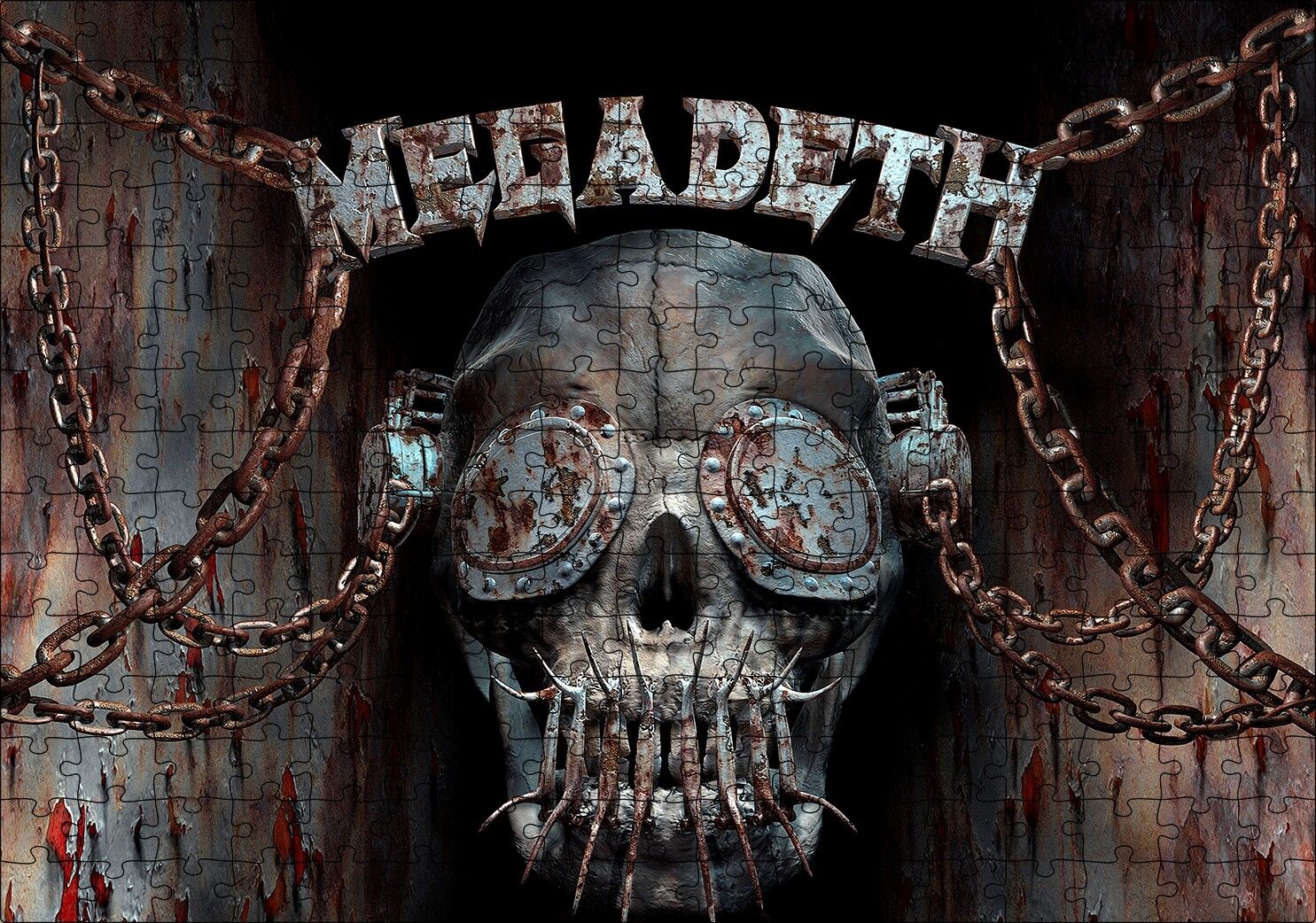 Megadeth Deri Maskeli Kuru Kafa Puzzle Yapboz MDF Ahşap 255 Parça 34 cm X 49 cm