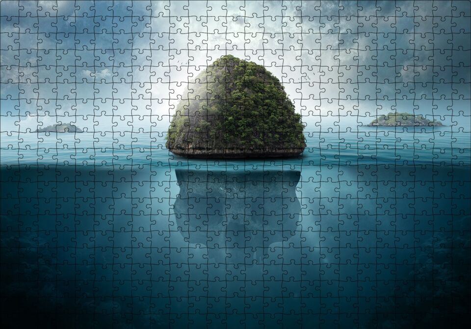 Tropikal Kurukafa Adası Puzzle Yapboz MDF Ahşap 500 Parça 49 cm X 68 cm
