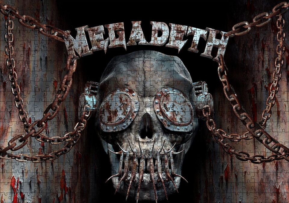Megadeth Deri Maskeli Kuru Kafa Puzzle Yapboz MDF Ahşap 500 Parça 49 cm X 68 cm