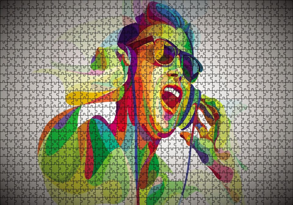 Renkli Dj Puzzle Yapboz MDF Ahşap 1000 Parça 49 cm X 68 cm