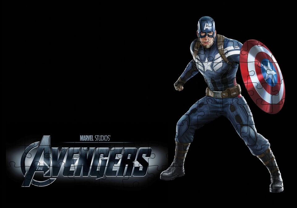 Yenilmezler Kaptan Amerika Karanlık Arka Plan Puzzle Yapboz MDF Ahşap