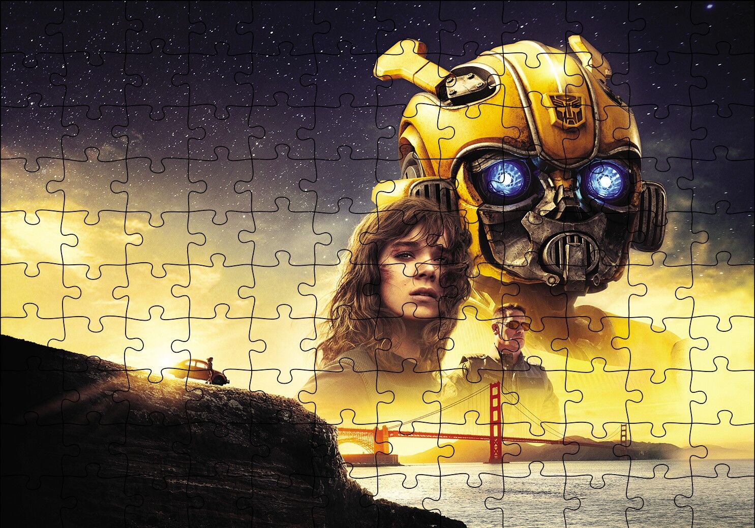 Bumblebee, Hailee Steinfeld ve John Cena Puzzle Yapboz MDF Ahşap 120 Parça 24 cm X 34 cm