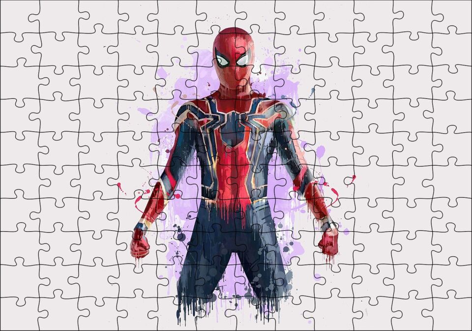 Spider Man Taslak Çizim Puzzle Yapboz MDF Ahşap 120 Parça 24 cm X 34 cm