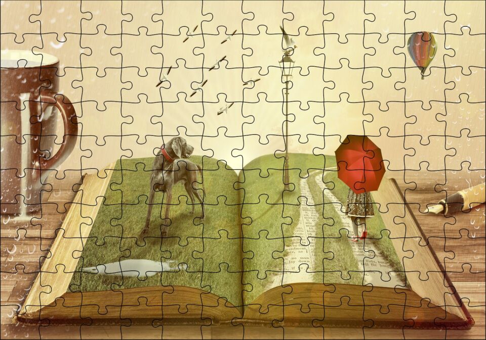 Kitaplarda Hayat Bulan Dünya Puzzle Yapboz MDF Ahşap 120 Parça 24 cm X 34 cm