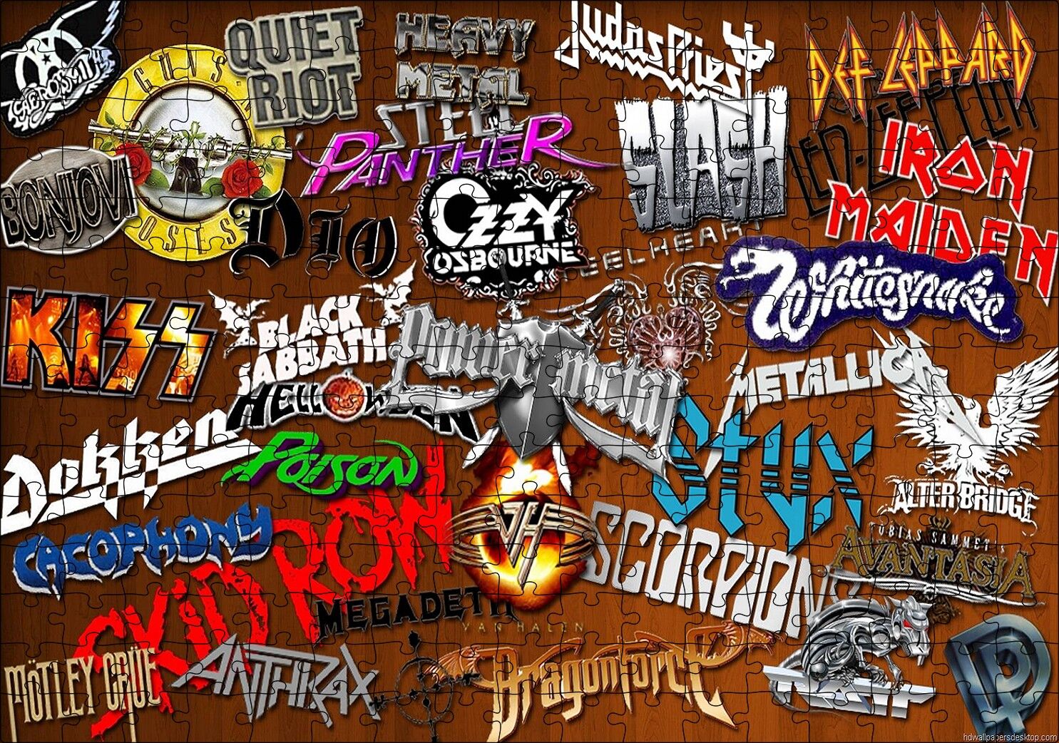 Meşhur Rock Grupları Puzzle Yapboz MDF Ahşap 255 Parça 34 cm X 49 cm