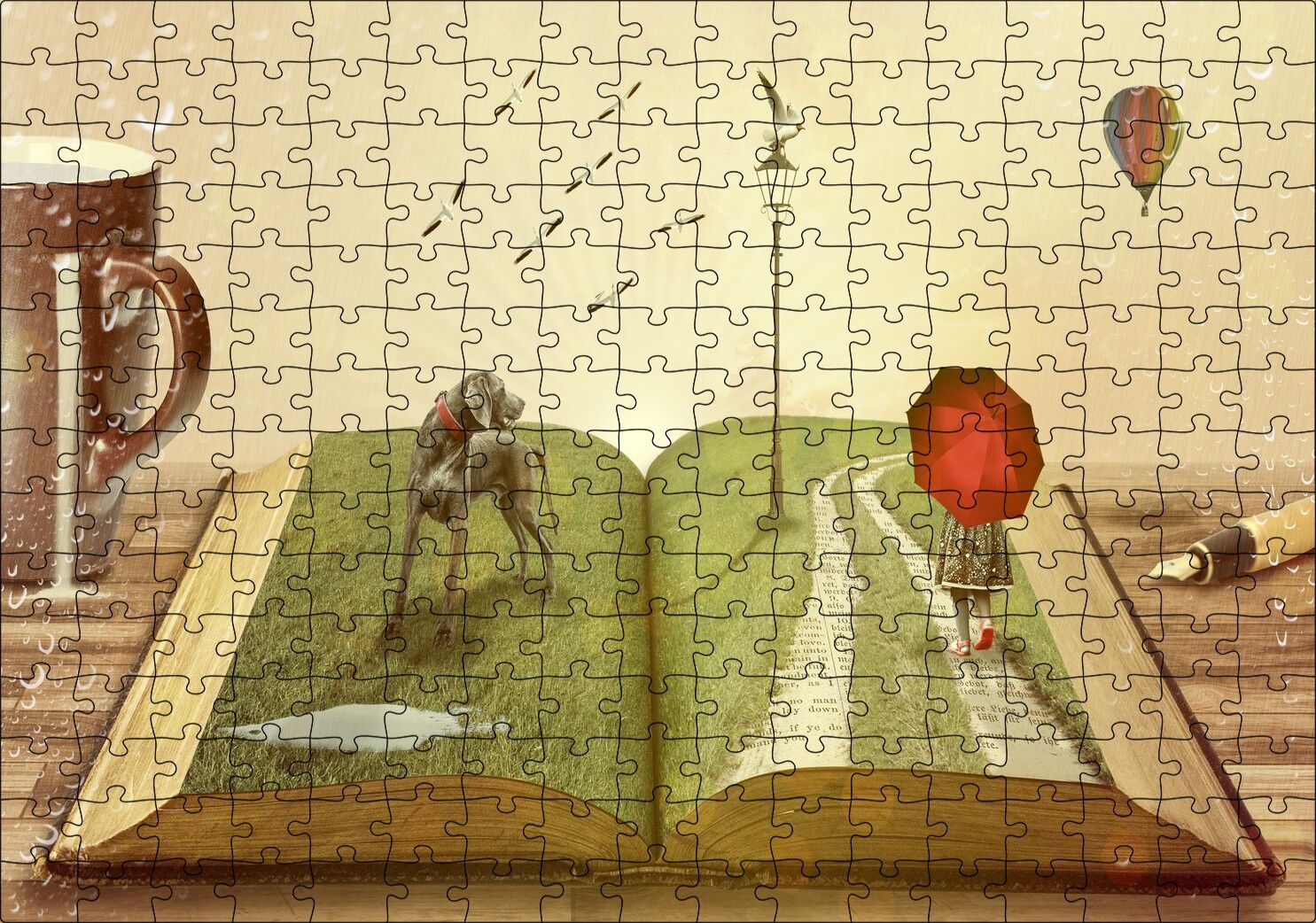 Kitaplarda Hayat Bulan Dünya Puzzle Yapboz MDF Ahşap 255 Parça 34 cm X 49 cm