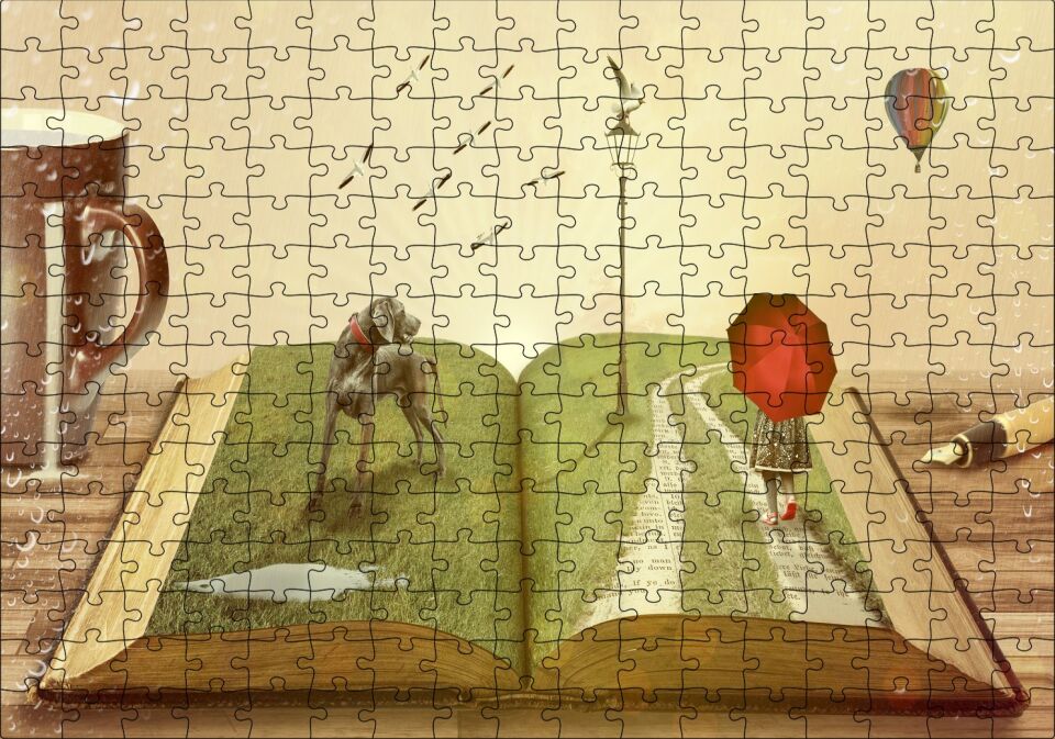 Kitaplarda Hayat Bulan Dünya Puzzle Yapboz MDF Ahşap 255 Parça 34 cm X 49 cm