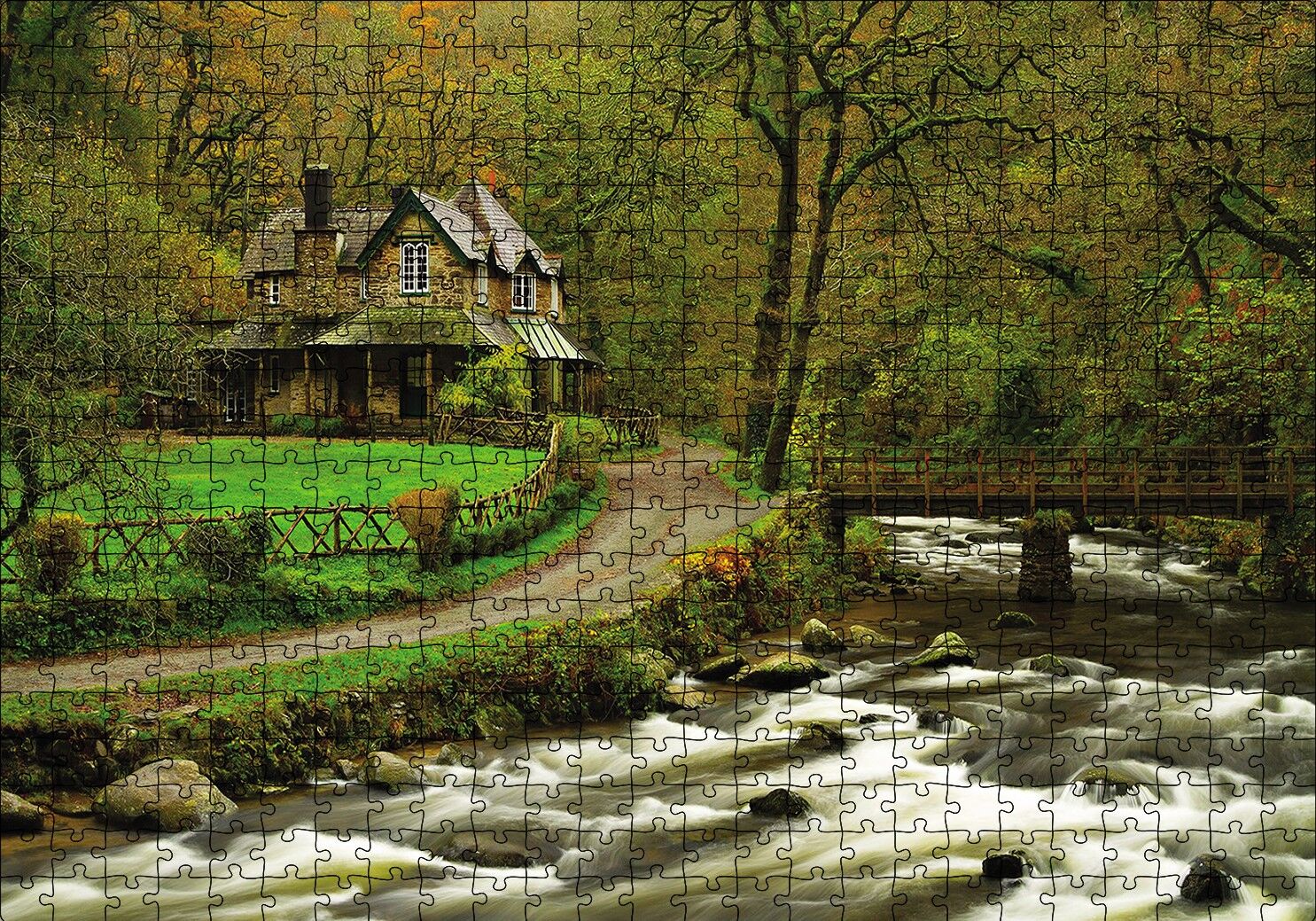 Dere Ev Yol Doğa Puzzle Yapboz MDF Ahşap 500 Parça 49 cm X 68 cm