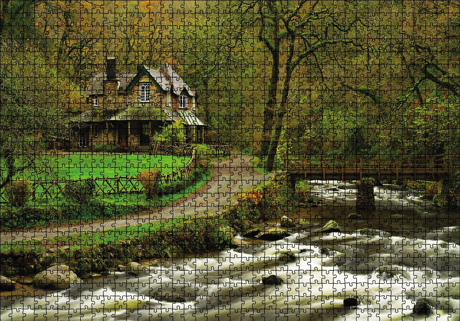 Dere Ev Yol Doğa Puzzle Yapboz MDF Ahşap 1000 Parça 49 cm X 68 cm
