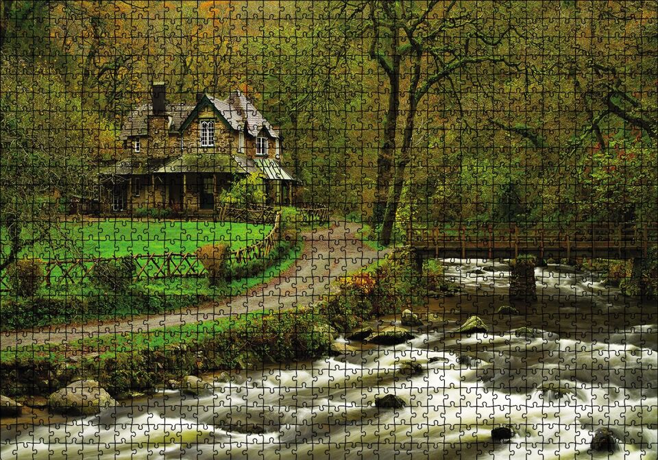 Dere Ev Yol Doğa Puzzle Yapboz MDF Ahşap 1000 Parça 49 cm X 68 cm