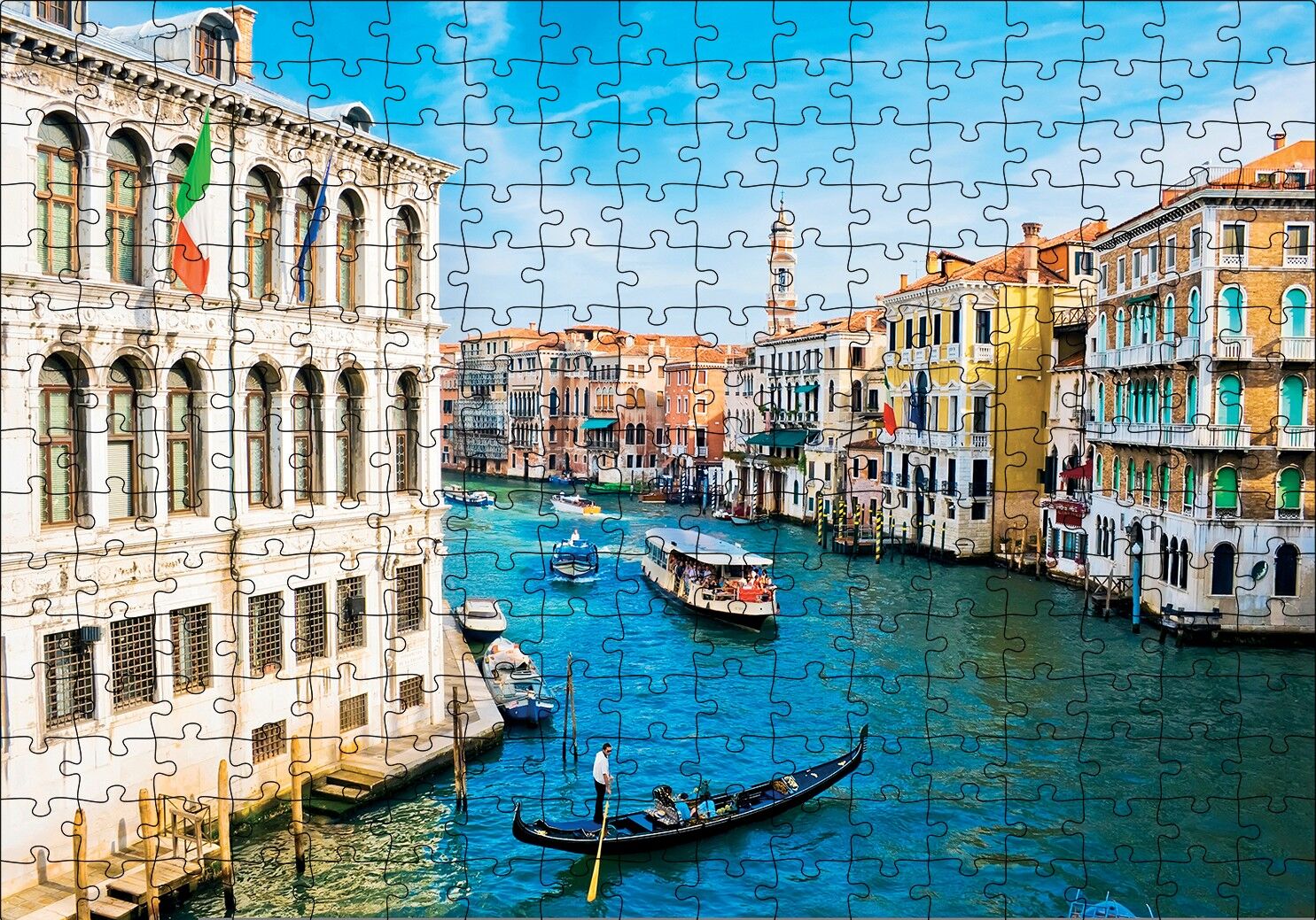 Venedik Büyük Kanal ve Binalar Puzzle Yapboz MDF Ahşap 255 Parça 34 cm X 49 cm