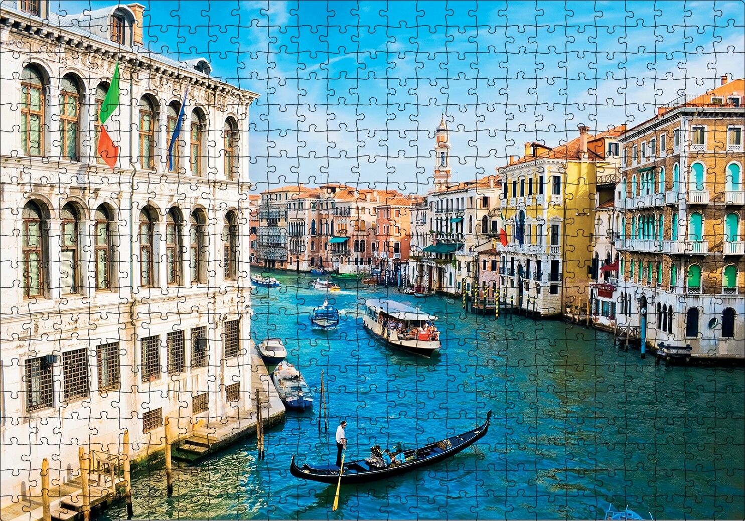 Venedik Büyük Kanal ve Binalar Puzzle Yapboz MDF Ahşap 500 Parça 49 cm X 68 cm