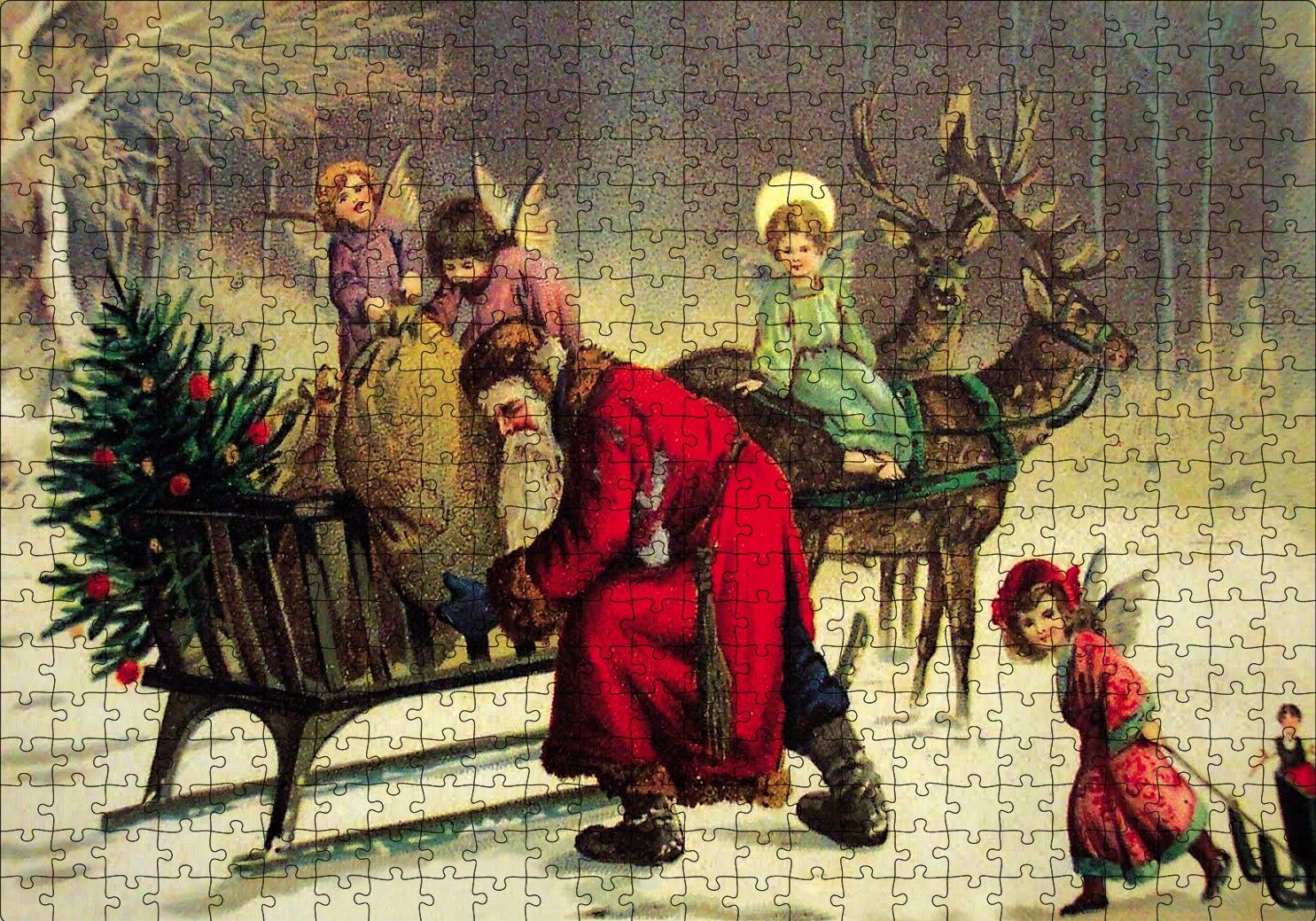 Tüm Noel Eğlencesi Sizin Olsun Noel Baba Puzzle Yapboz MDF Ahşap 500 Parça 49 cm X 68 cm