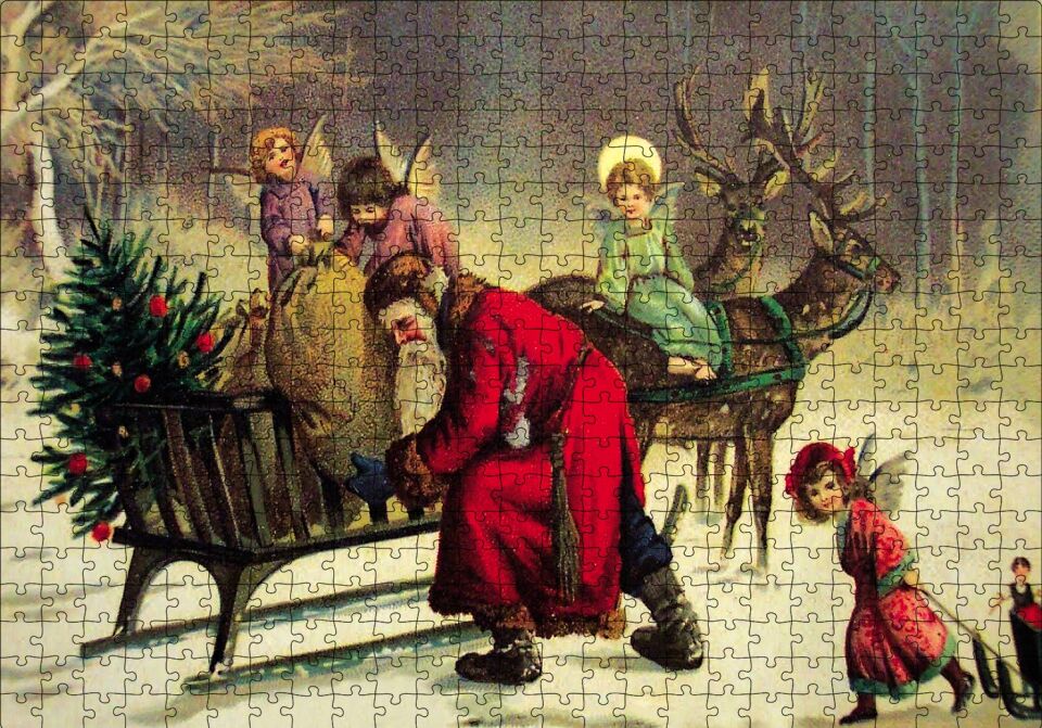Tüm Noel Eğlencesi Sizin Olsun Noel Baba Puzzle Yapboz MDF Ahşap 500 Parça 49 cm X 68 cm