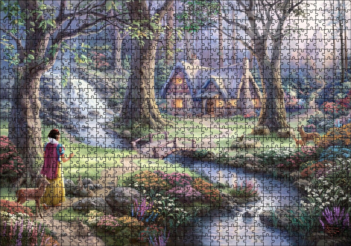Ağaçlar Arasındaki Kahverengi ev Fantezi Sanat Periler Puzzle Yapboz MDF Ahşap 1000 Parça 49 cm X 68 cm