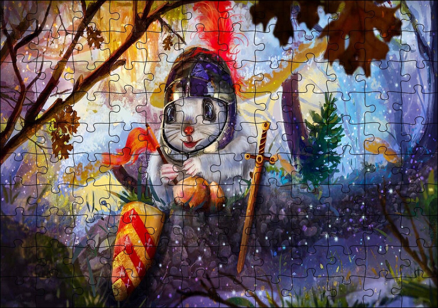 Fantastik Şövalye Tavşan Puzzle Yapboz MDF Ahşap