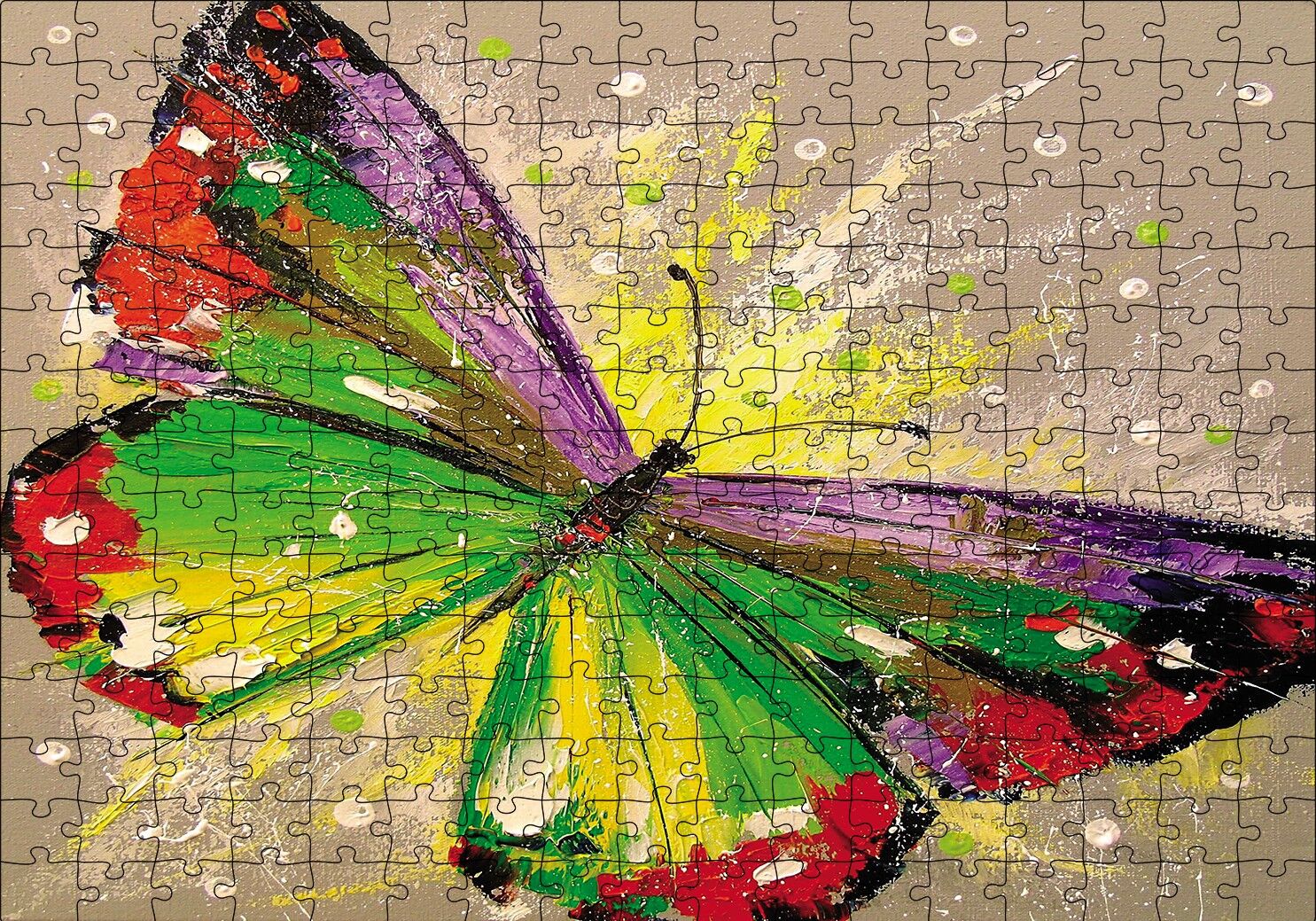 Renkli Kelebek Yağlı Boya Puzzle Yapboz MDF Ahşap 255 Parça 34 cm X 49 cm
