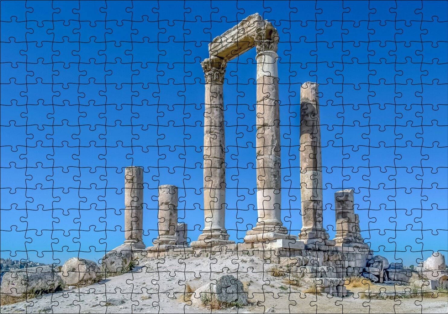 Herkül Tapınağı Kalıntıları Sütunlar Puzzle Yapboz MDF Ahşap 255 Parça 34 cm X 49 cm