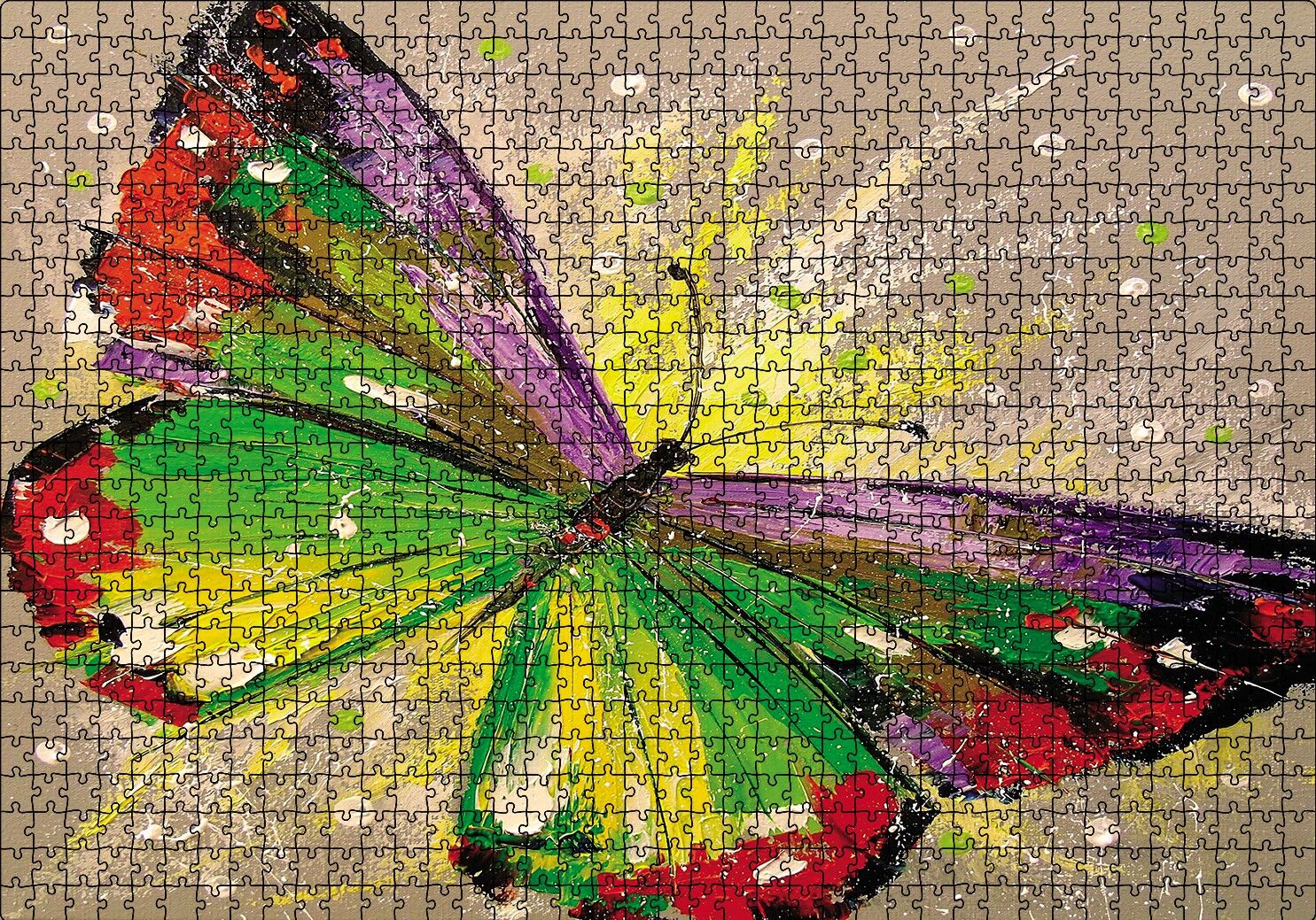 Renkli Kelebek Yağlı Boya Puzzle Yapboz MDF Ahşap 1000 Parça 49 cm X 68 cm