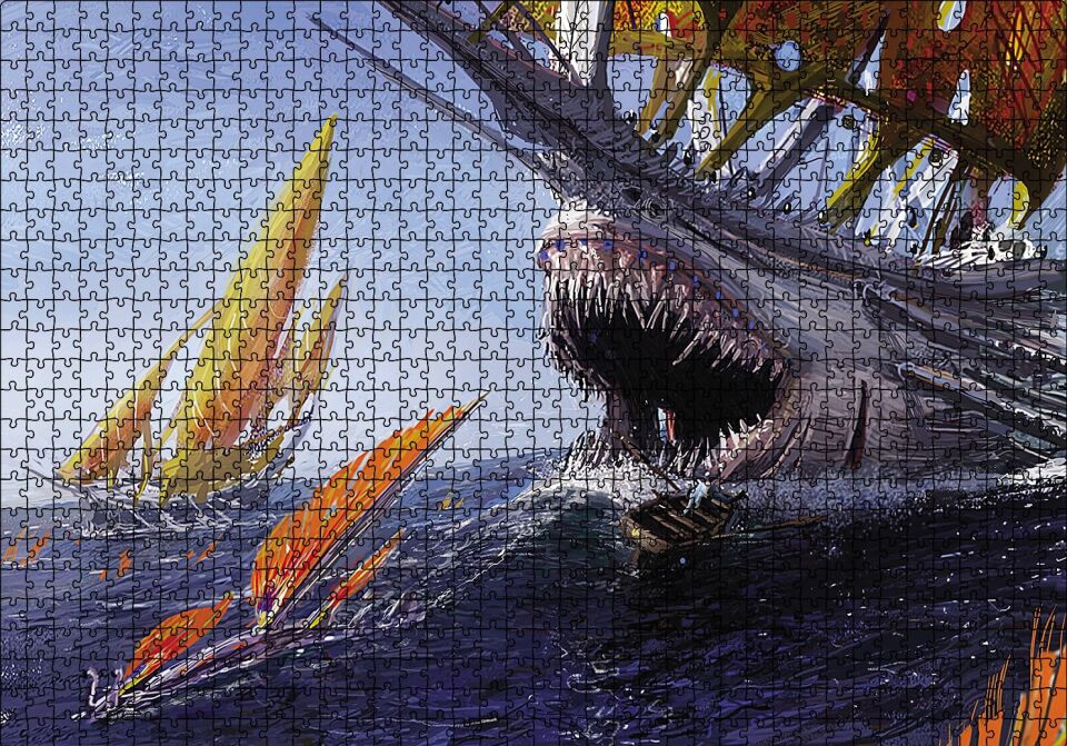 Canavar Gemi Yağlıboya Görseli Puzzle Yapboz MDF Ahşap 1000 Parça 49 cm X 68 cm