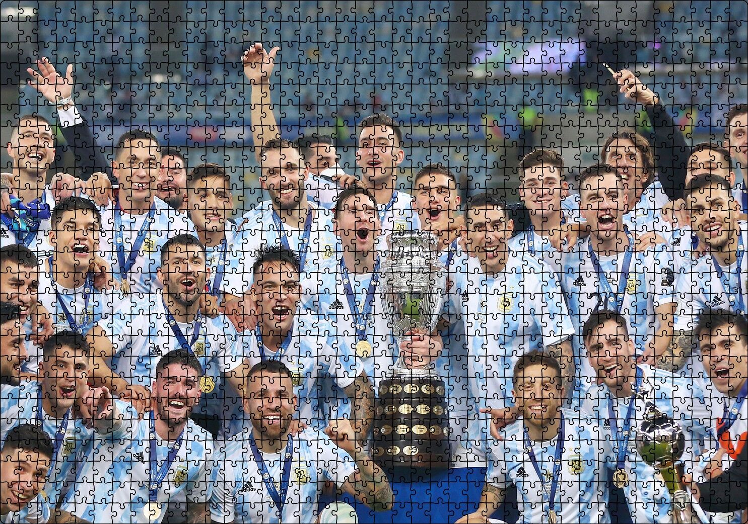 Kupa Amerika 2021 Arjantin Şampiyonluğu Puzzle Yapboz MDF Ahşap 1000 Parça 49 cm X 68 cm