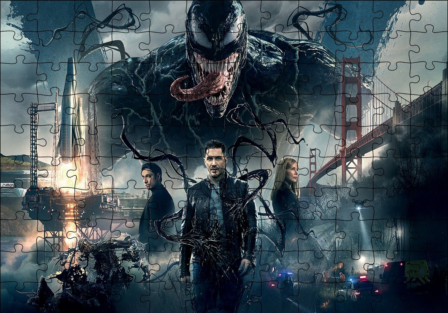 Venom Tom Hardy Michelle Williams Riz Ahmed Puzzle Yapboz MDF Ahşap