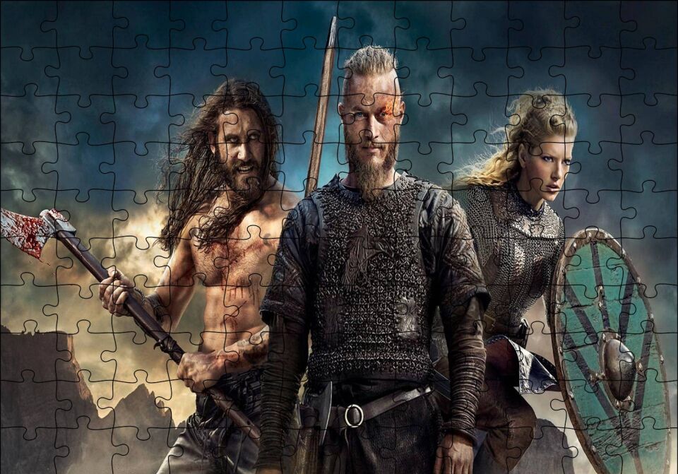Vikingler Ragnar Lagertha Rollo Puzzle Yapboz MDF Ahşap 120 Parça 24 cm X 34 cm