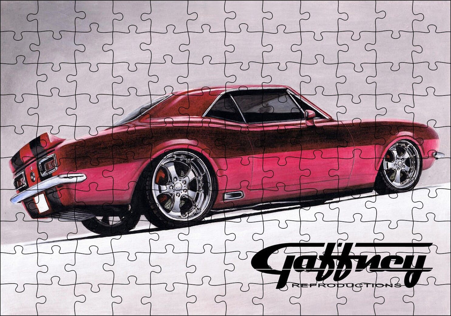 Kırmızı Camaro Kuruboya Puzzle Yapboz MDF Ahşap
