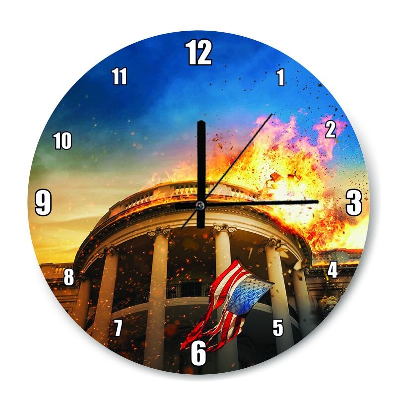 Chute de la Maison Blanche Film Poster  Mdf Ahşap Duvar Saati