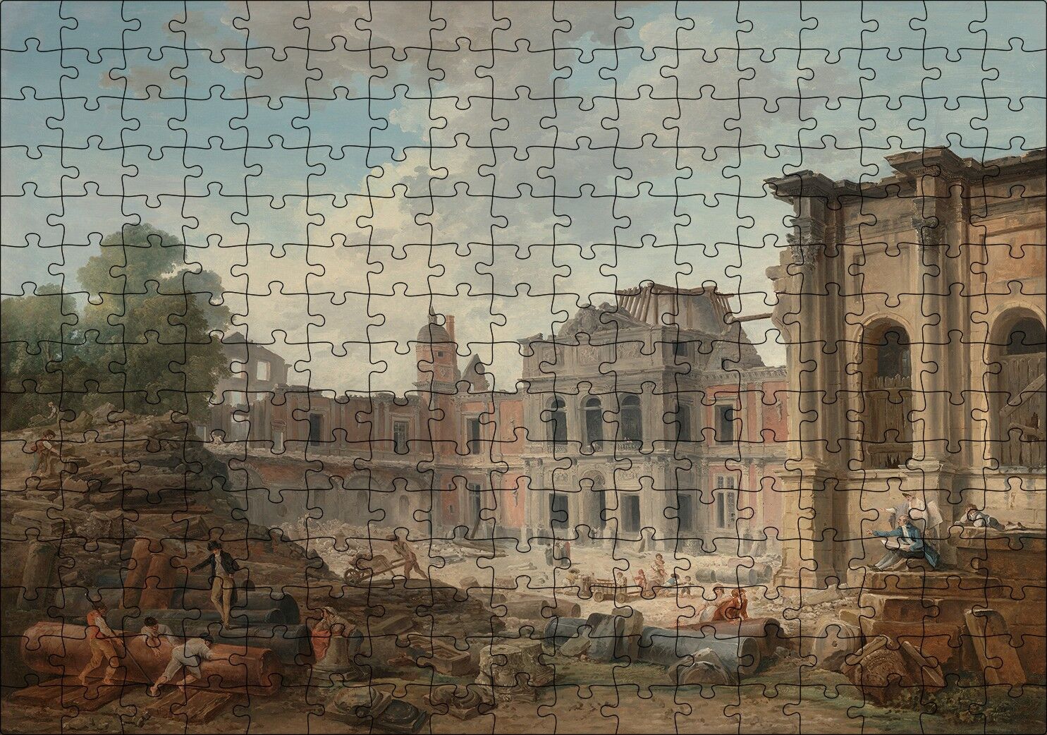 Meudon Şatosu'nun Yıklışı Puzzle Yapboz MDF Ahşap 255 Parça 34 cm X 49 cm