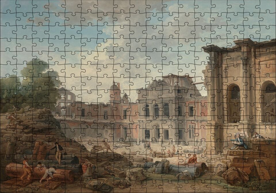 Meudon Şatosu'nun Yıklışı Puzzle Yapboz MDF Ahşap 255 Parça 34 cm X 49 cm