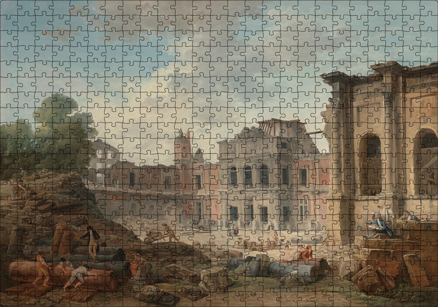 Meudon Şatosu'nun Yıklışı Puzzle Yapboz MDF Ahşap 500 Parça 49 cm X 68 cm