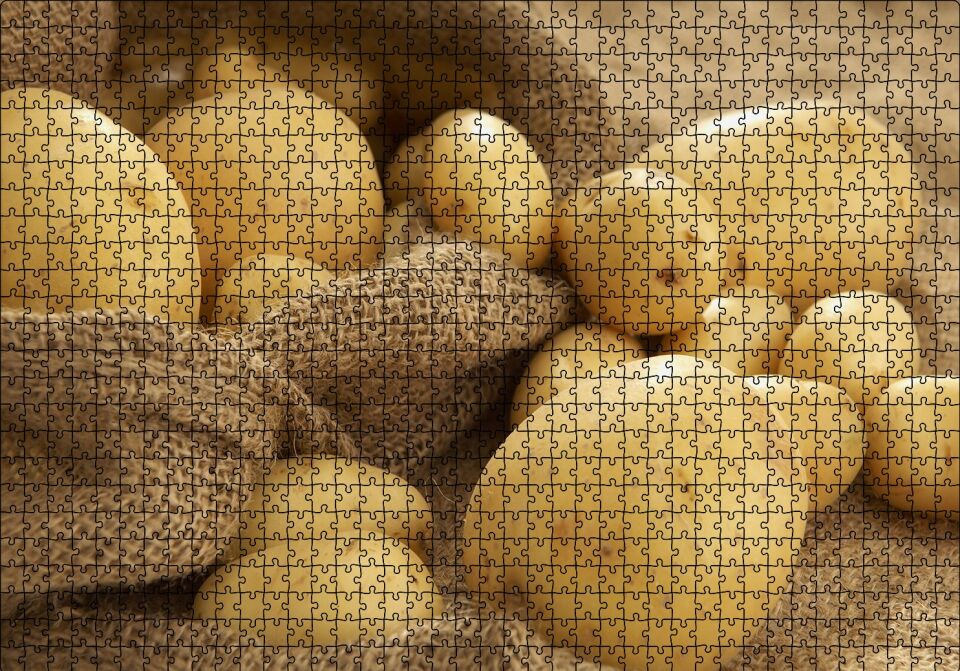 Keten Çuval ve Patatesler Puzzle Yapboz MDF Ahşap 1000 Parça 49 cm X 68 cm