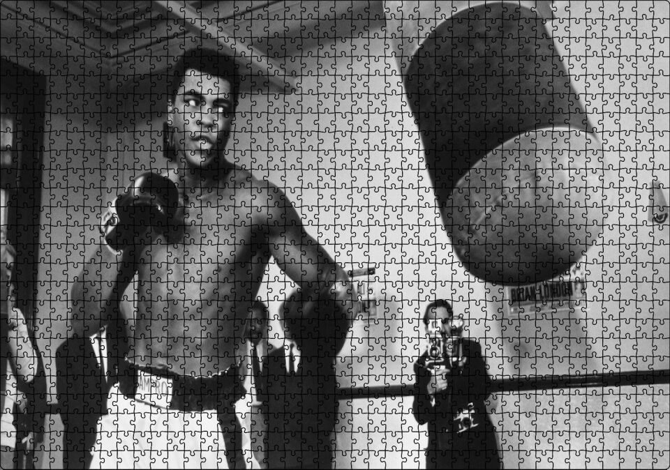 Muhammed Ali Khaliah Antrenmanda Puzzle Yapboz MDF Ahşap 1000 Parça 49 cm X 68 cm