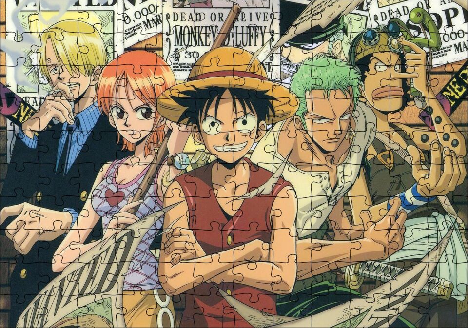 Monkey D Luffy Anime Karakterler Puzzle Yapboz MDF Ahşap 120 Parça 24 cm X 34 cm
