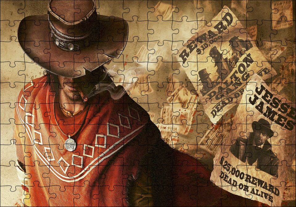 Batıdaki En Hızlı Kovboy Görseli Puzzle Yapboz MDF Ahşap 120 Parça 24 cm X 34 cm
