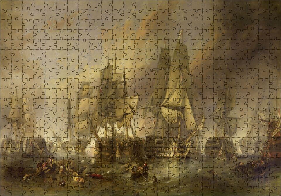 Deniz Savaşında Kalyonlar Puzzle Yapboz MDF Ahşap 500 Parça 49 cm X 68 cm