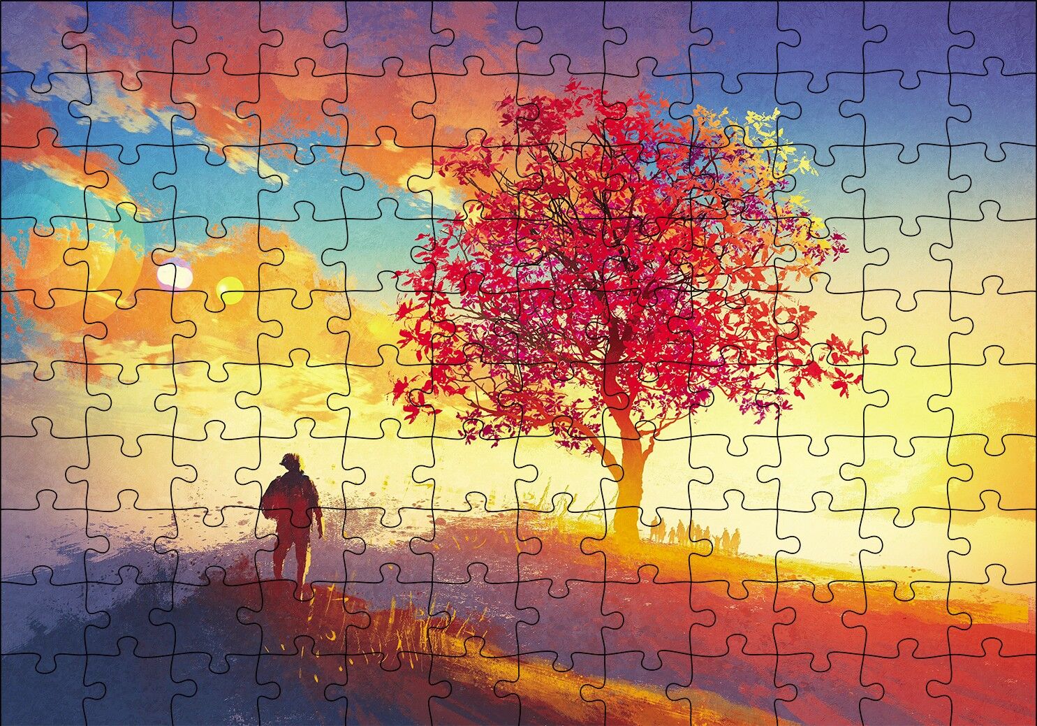 Doğadaki İnsanlar Puzzle Yapboz MDF Ahşap 120 Parça 24 cm X 34 cm