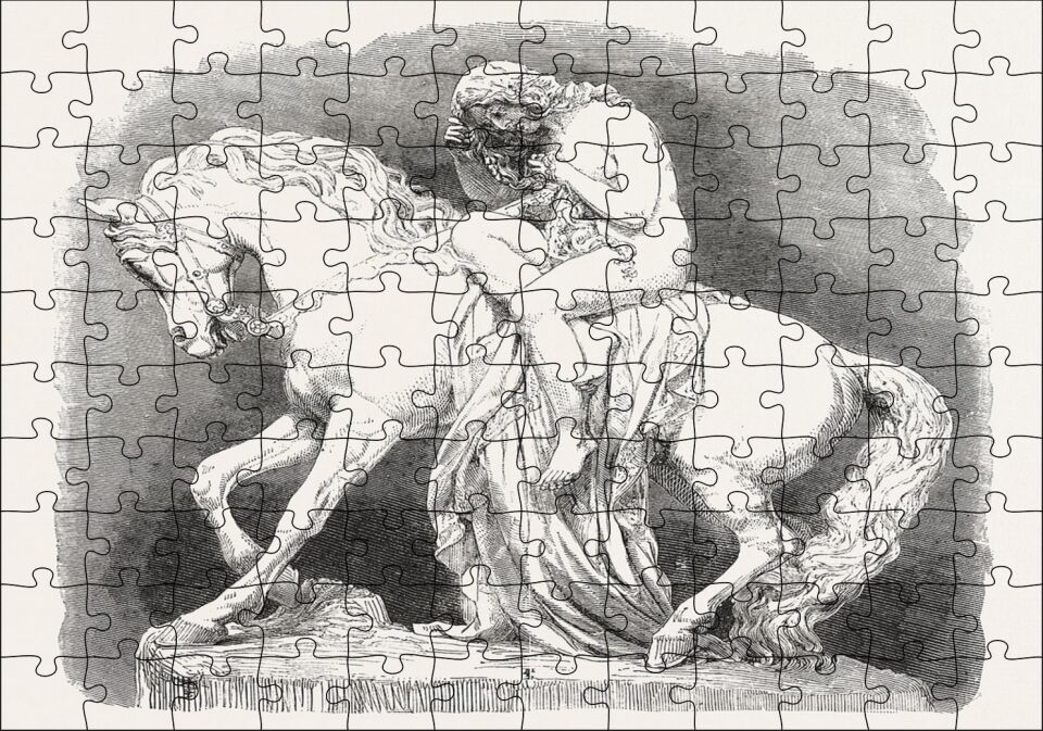 Lady Godiva Taş Heykel Puzzle Yapboz MDF Ahşap 120 Parça 24 cm X 34 cm
