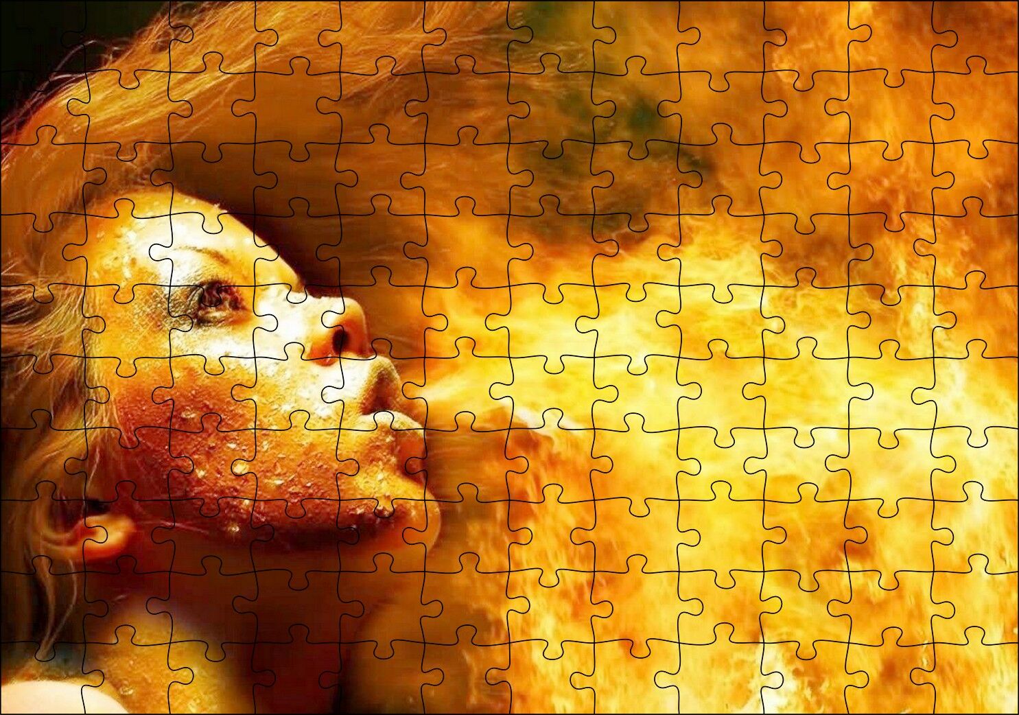 Alev Soluyan Alev Saçlı Kadın Puzzle Yapboz MDF Ahşap