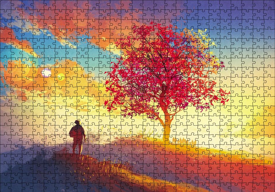 Doğadaki İnsanlar Puzzle Yapboz MDF Ahşap 500 Parça 49 cm X 68 cm